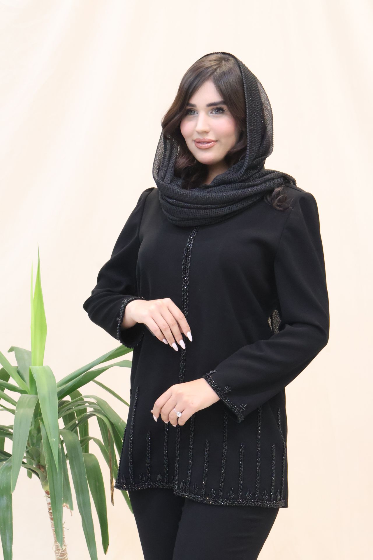 کت مجلسی کرپ مشکی مدل ملودی-کد3020
